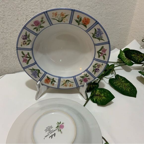 2 AMERICAN ATELIER ELIZABETH 5020 salad Plate 9” Granny Core Floral Gingham A2 - Picture 9 of 12